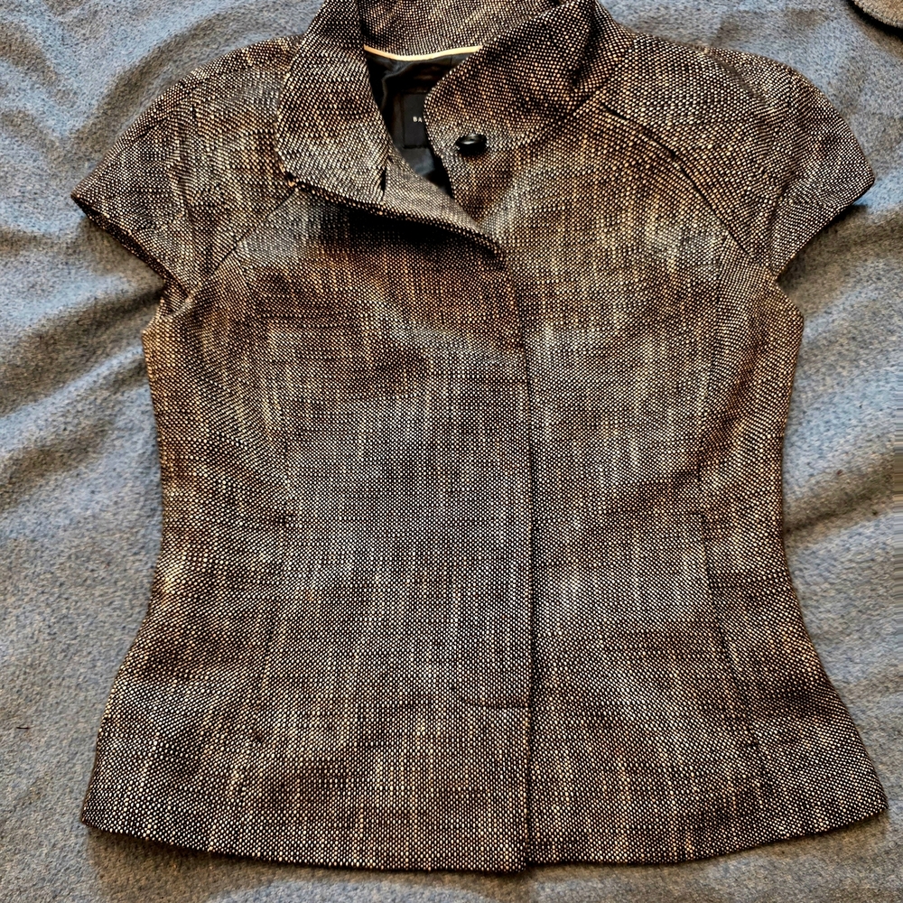 Banana Republic Tweed Grey Short-Sleeve Blazer Sz 4